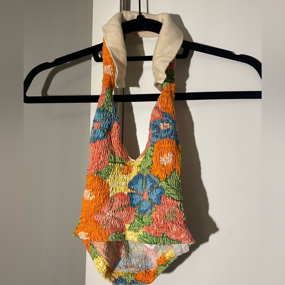 Floral collared crop top - Zara